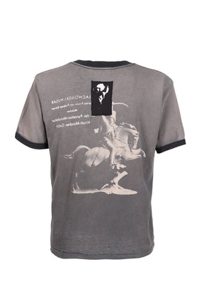 PORCELAIN DOG PATCH RINGER T-SHIRT / FADED CHA BLK