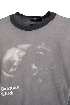 PORCELAIN DOG PATCH RINGER T-SHIRT / FADED CHA BLK