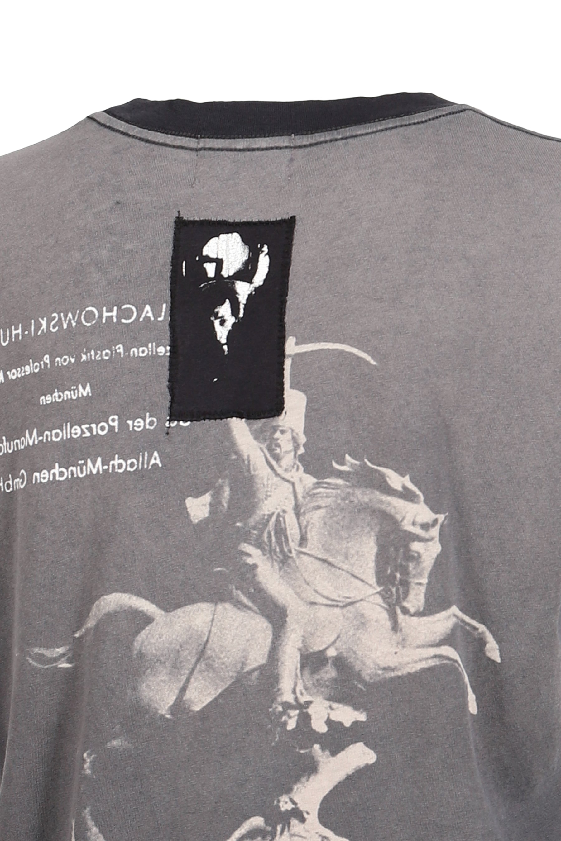 PORCELAIN DOG PATCH RINGER T-SHIRT / FADED CHA BLK