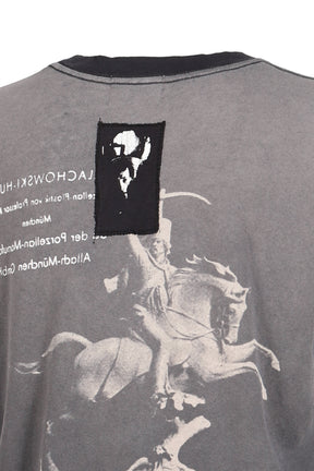 PORCELAIN DOG PATCH RINGER T-SHIRT / FADED CHA BLK