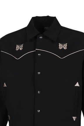PIPING COWBOY JACKET - POLY DOUBLE CLOTH / BLK
