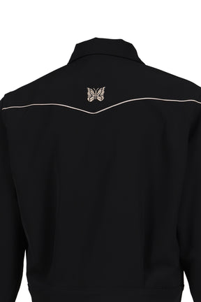 PIPING COWBOY JACKET - POLY DOUBLE CLOTH / BLK