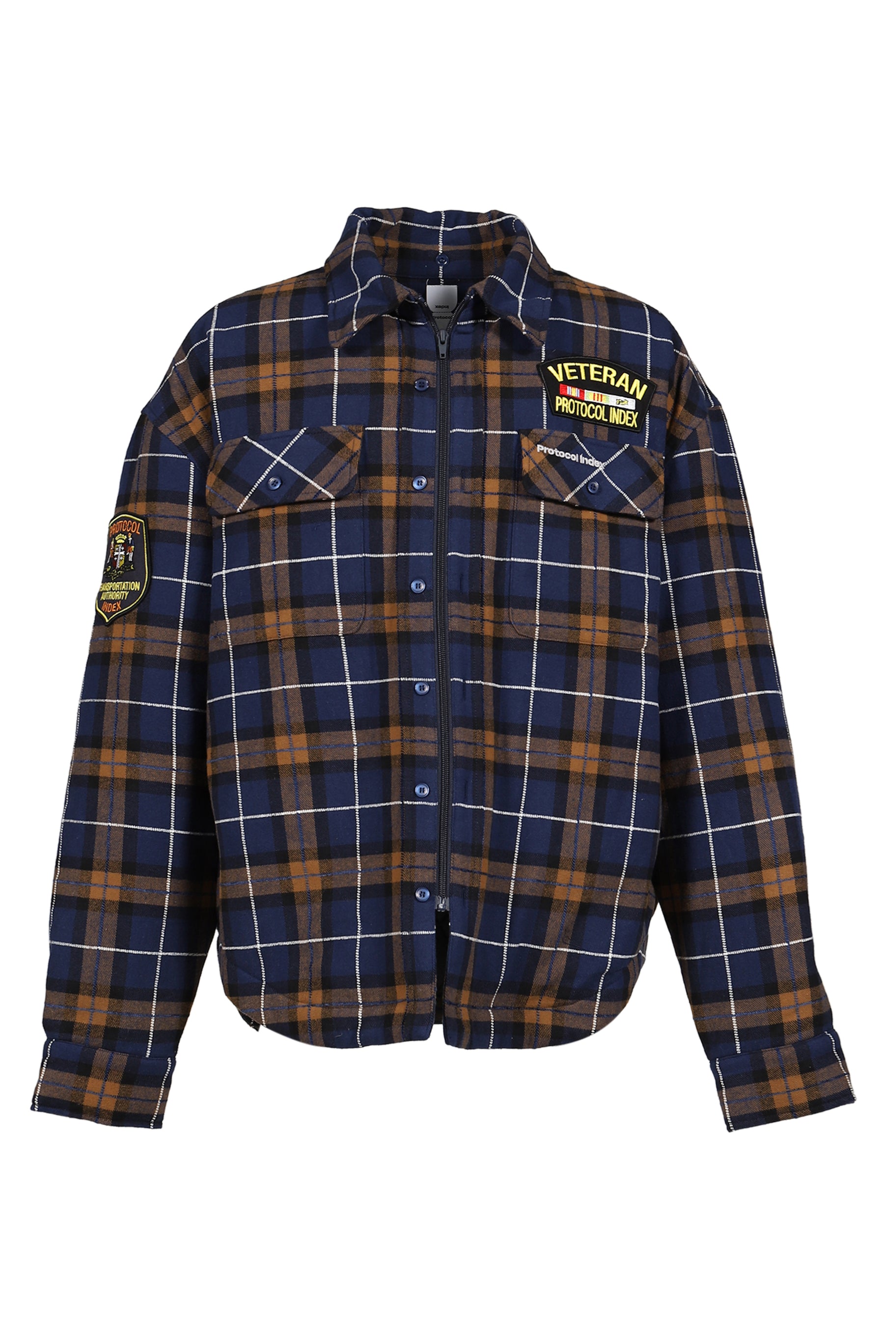 FUR FLANNEL CHECK SHIRTS JACKET / BLU