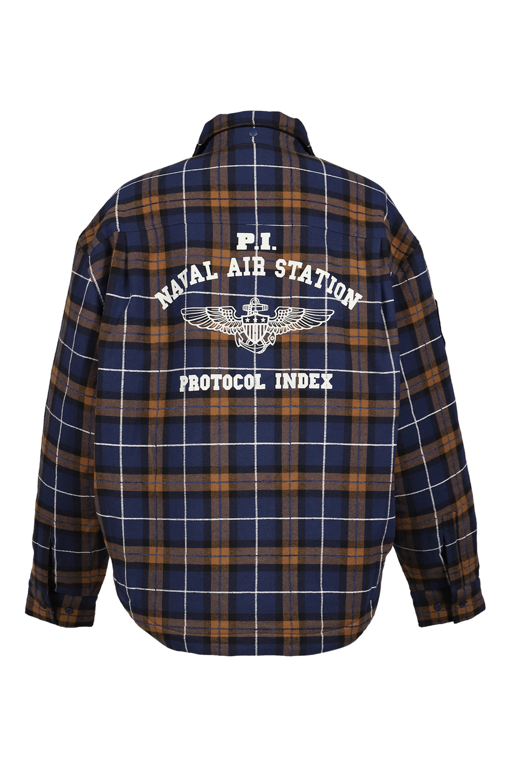FUR FLANNEL CHECK SHIRTS JACKET / BLU
