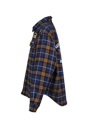 FUR FLANNEL CHECK SHIRTS JACKET / BLU
