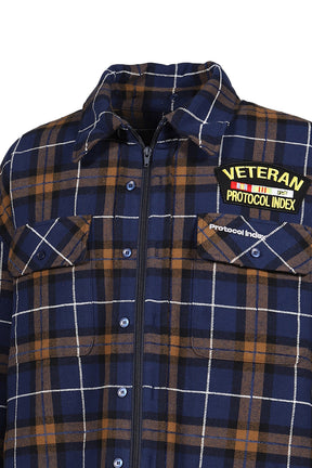 FUR FLANNEL CHECK SHIRTS JACKET / BLU