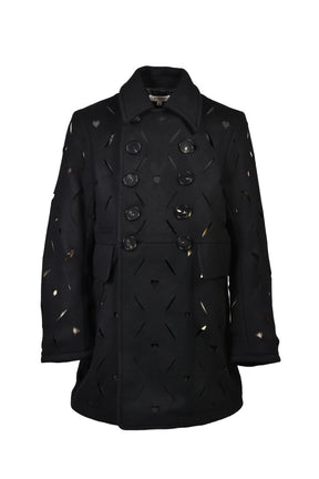 HEART HOLE PEA COAT / BLK