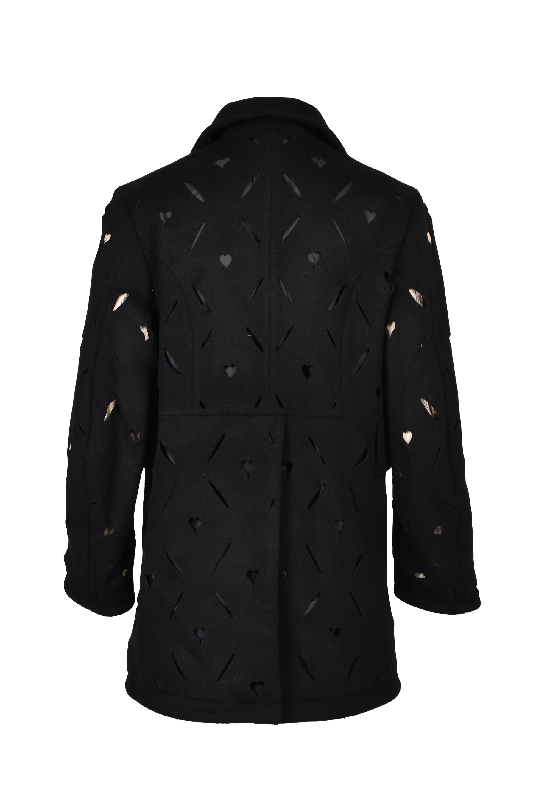 HEART HOLE PEA COAT / BLK