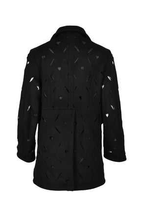 HEART HOLE PEA COAT / BLK