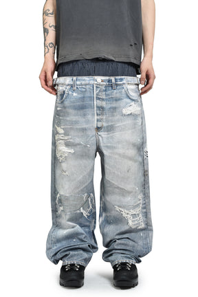 TROMPELOEIL LAYERED PANTS / BLU