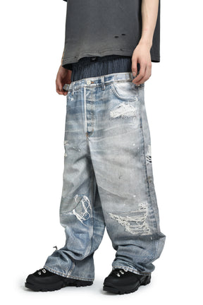 TROMPELOEIL LAYERED PANTS / BLU