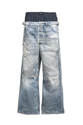 TROMPELOEIL LAYERED PANTS / BLU