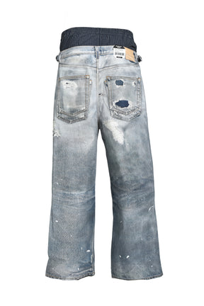 TROMPELOEIL LAYERED PANTS / BLU