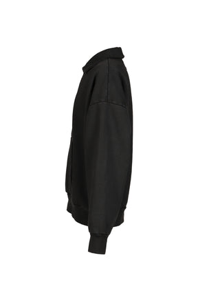 HALF ZIP POLO SWEATSHIRT / BLK