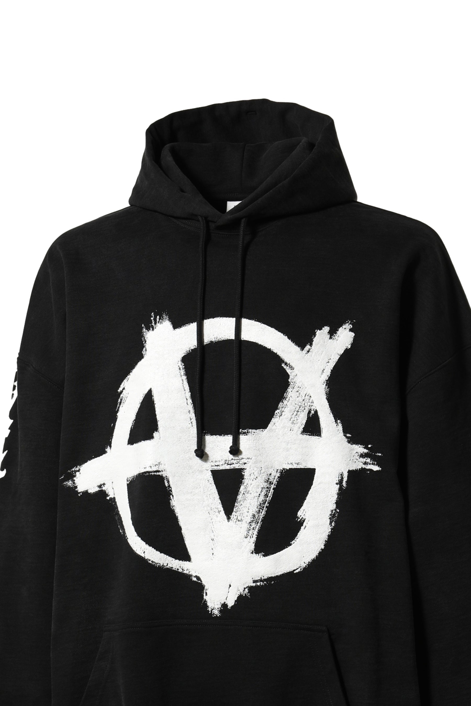 VETEMENTS ヴェトモンFW23 REVERSE ANARCHY HOODIE / WASHED BLK WHT