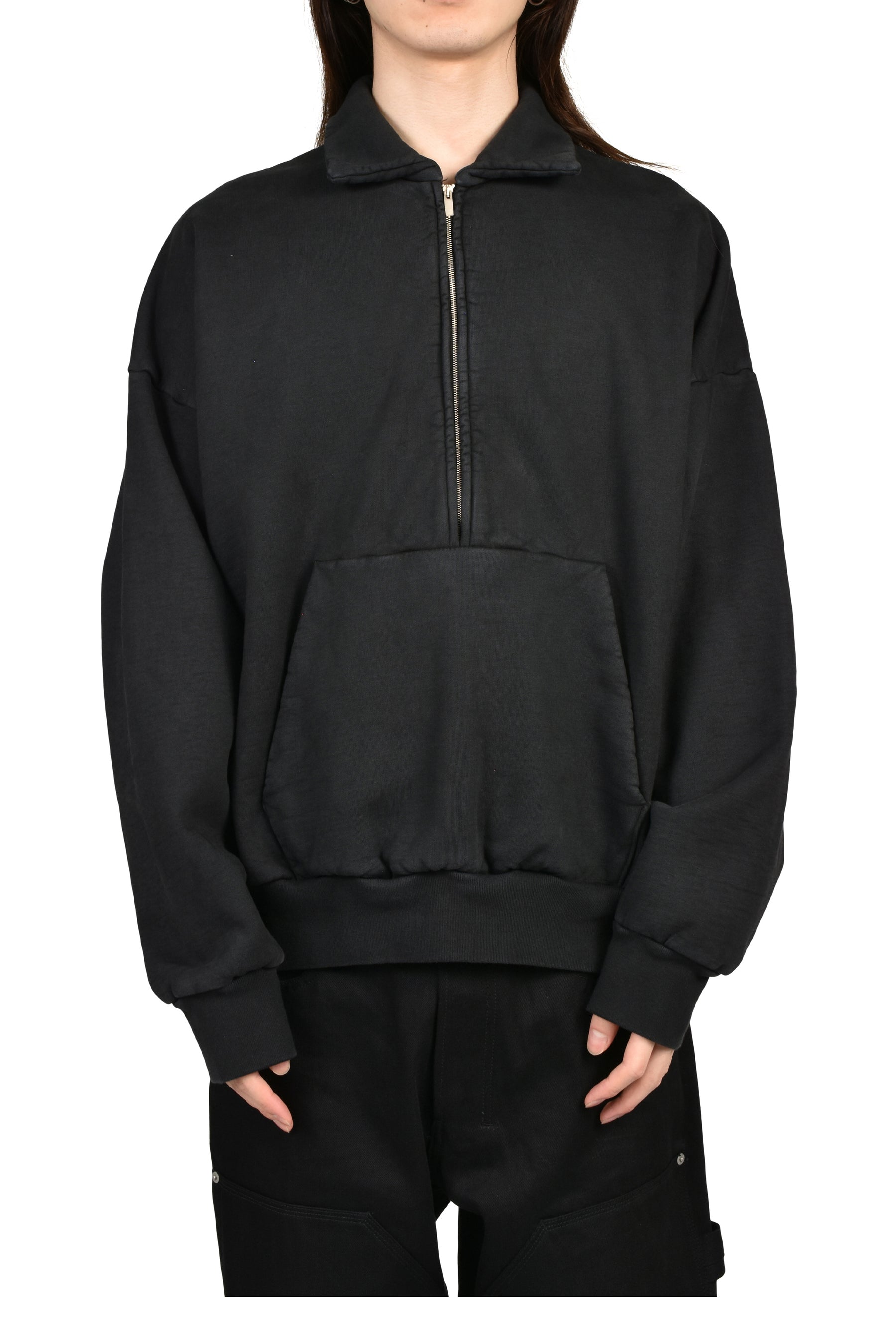 HALF ZIP POLO SWEATSHIRT / BLK