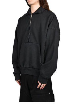 HALF ZIP POLO SWEATSHIRT / BLK