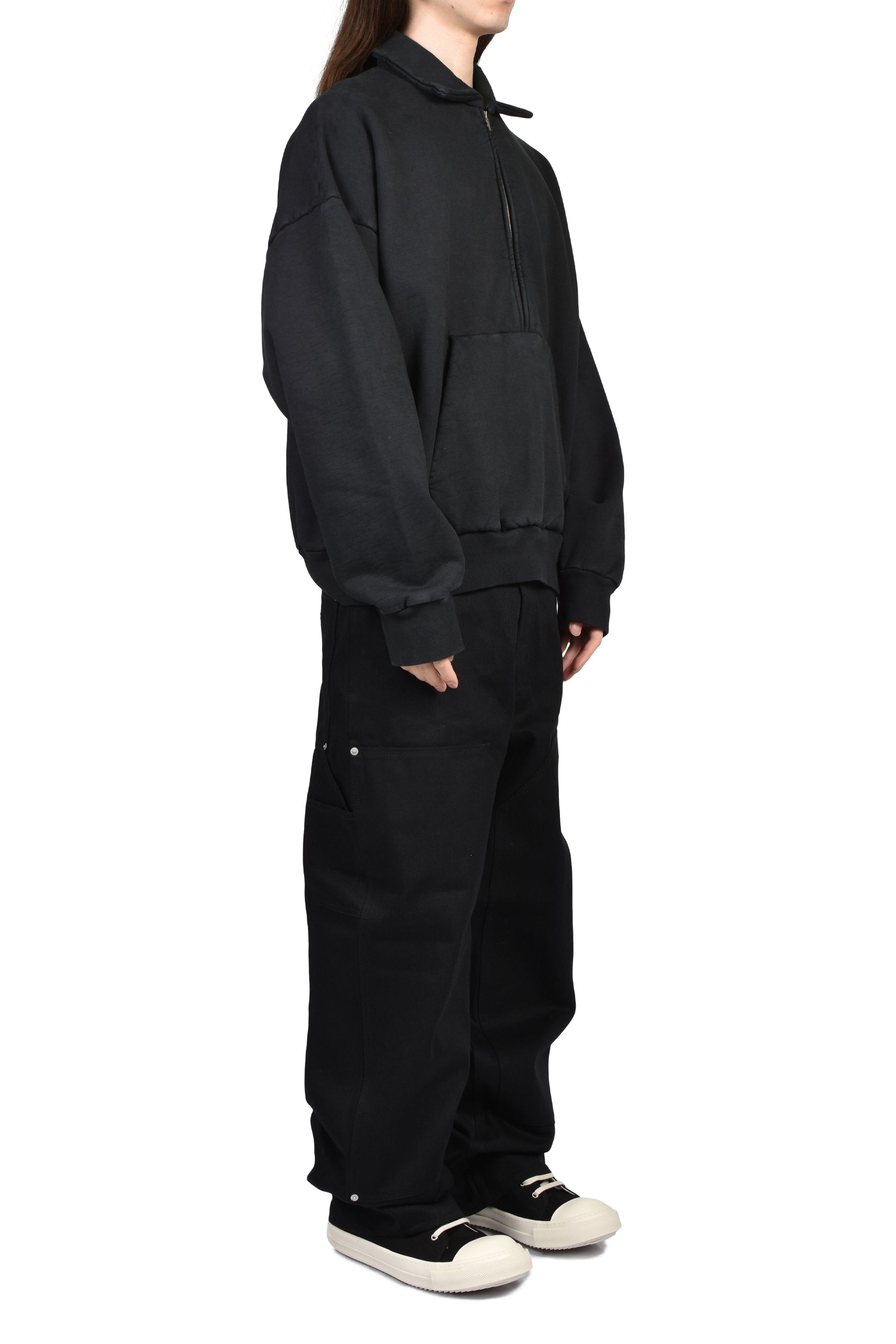HALF ZIP POLO SWEATSHIRT / BLK