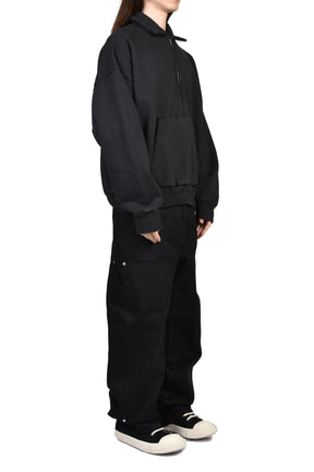 HALF ZIP POLO SWEATSHIRT / BLK