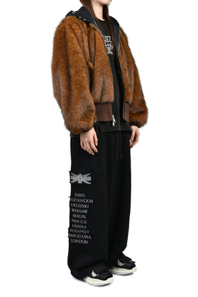 HOODED MA-1 BOMBER FUR JACKET / BRW