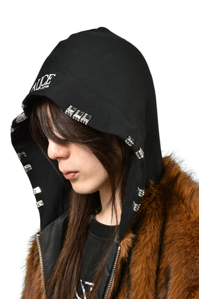 HOODED MA-1 BOMBER FUR JACKET / BRW