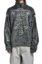GLOWINTHEDARK SKELTON FLEECEJACKET / GRY
