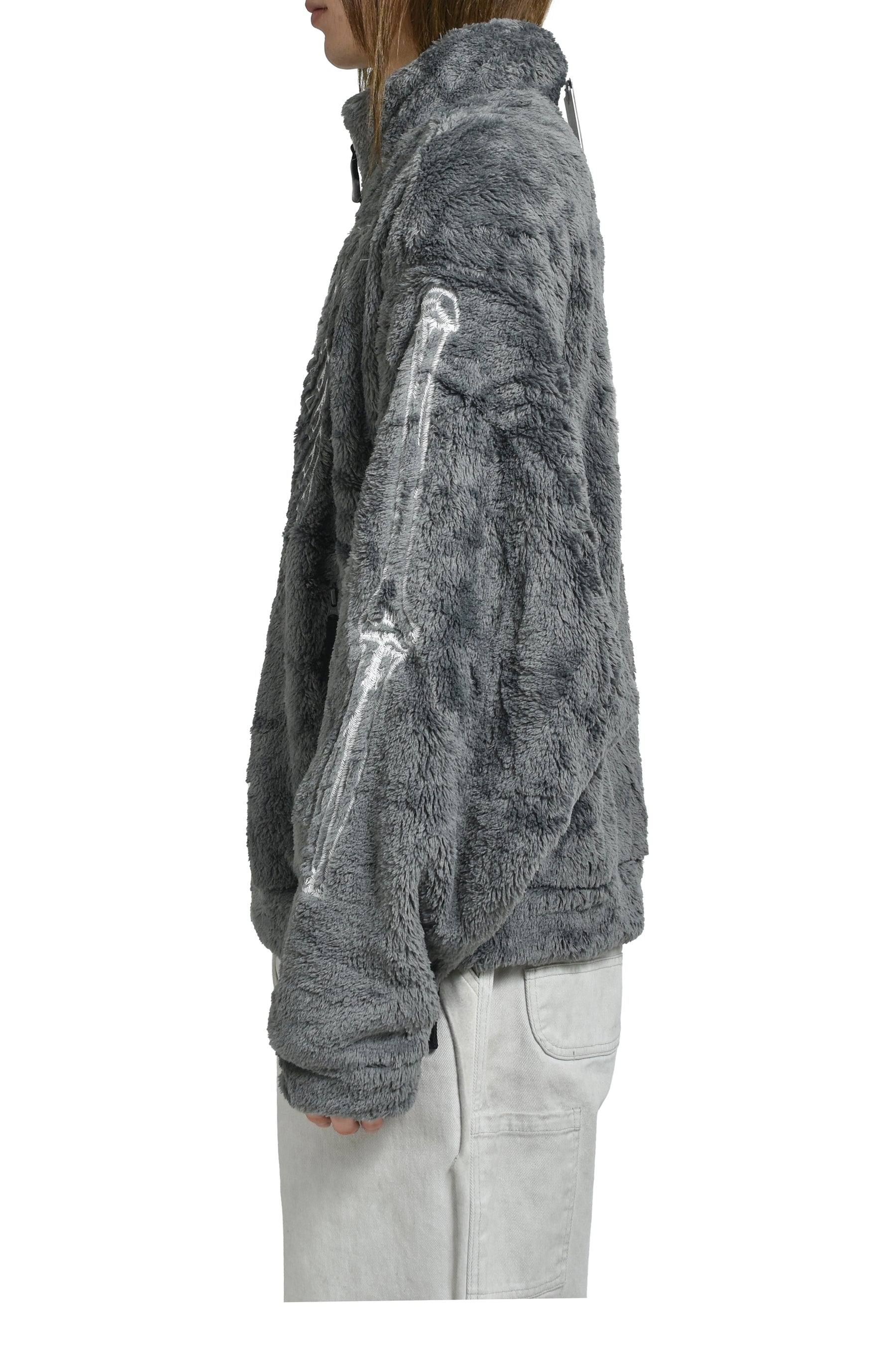 GLOWINTHEDARK SKELTON FLEECEJACKET / GRY