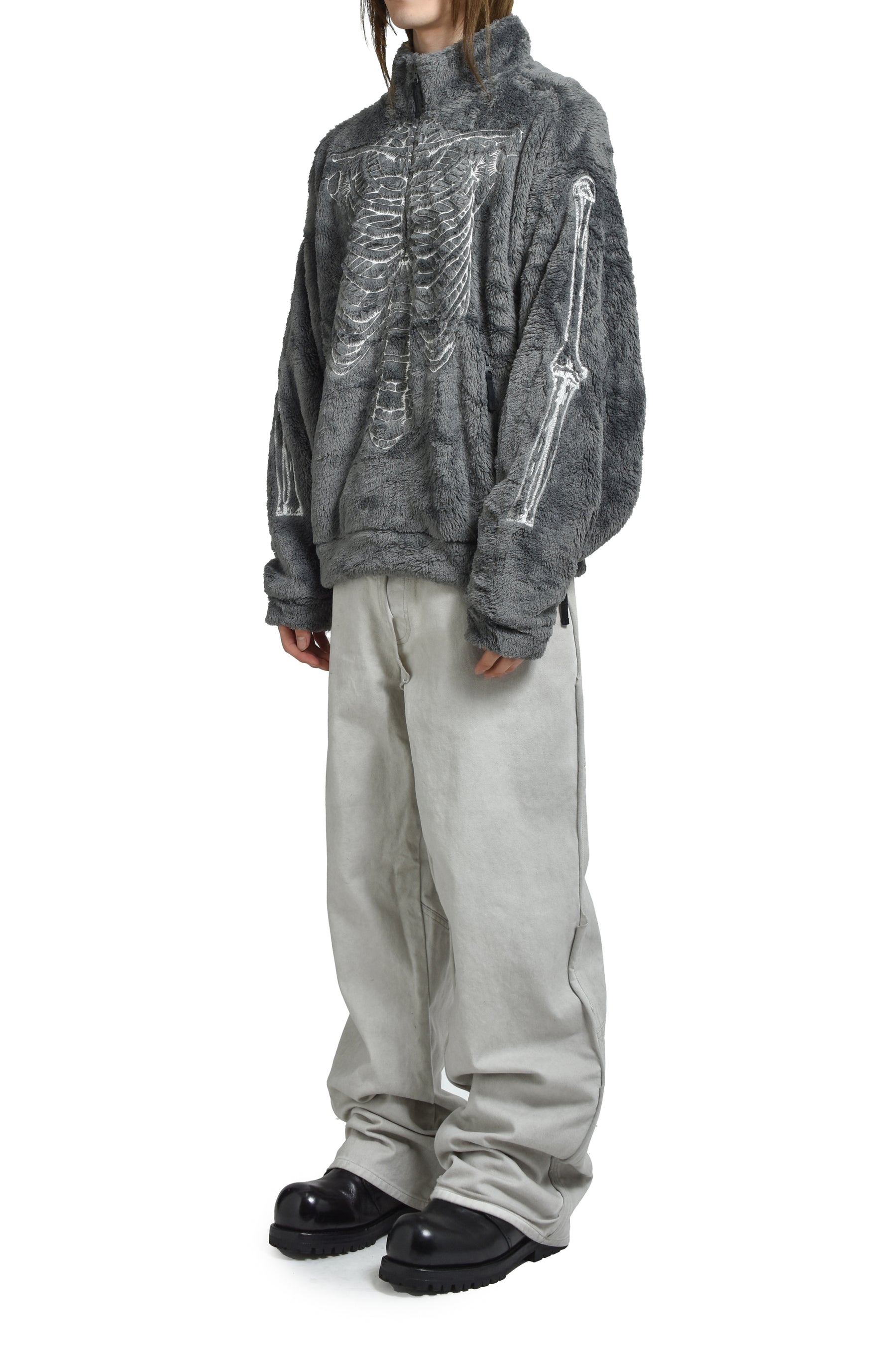 GLOWINTHEDARK SKELTON FLEECEJACKET / GRY