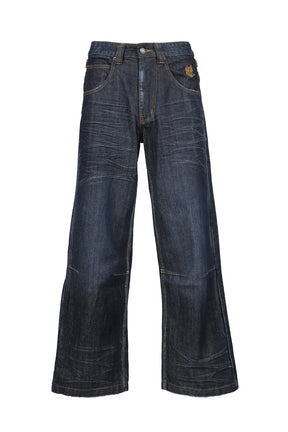 UNION JACK APPLIQUE INDIGO COLOSSUS JEANS / IND