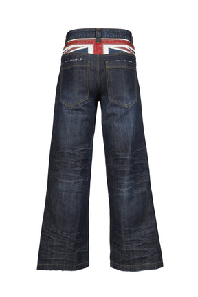 UNION JACK APPLIQUE INDIGO COLOSSUS JEANS / IND