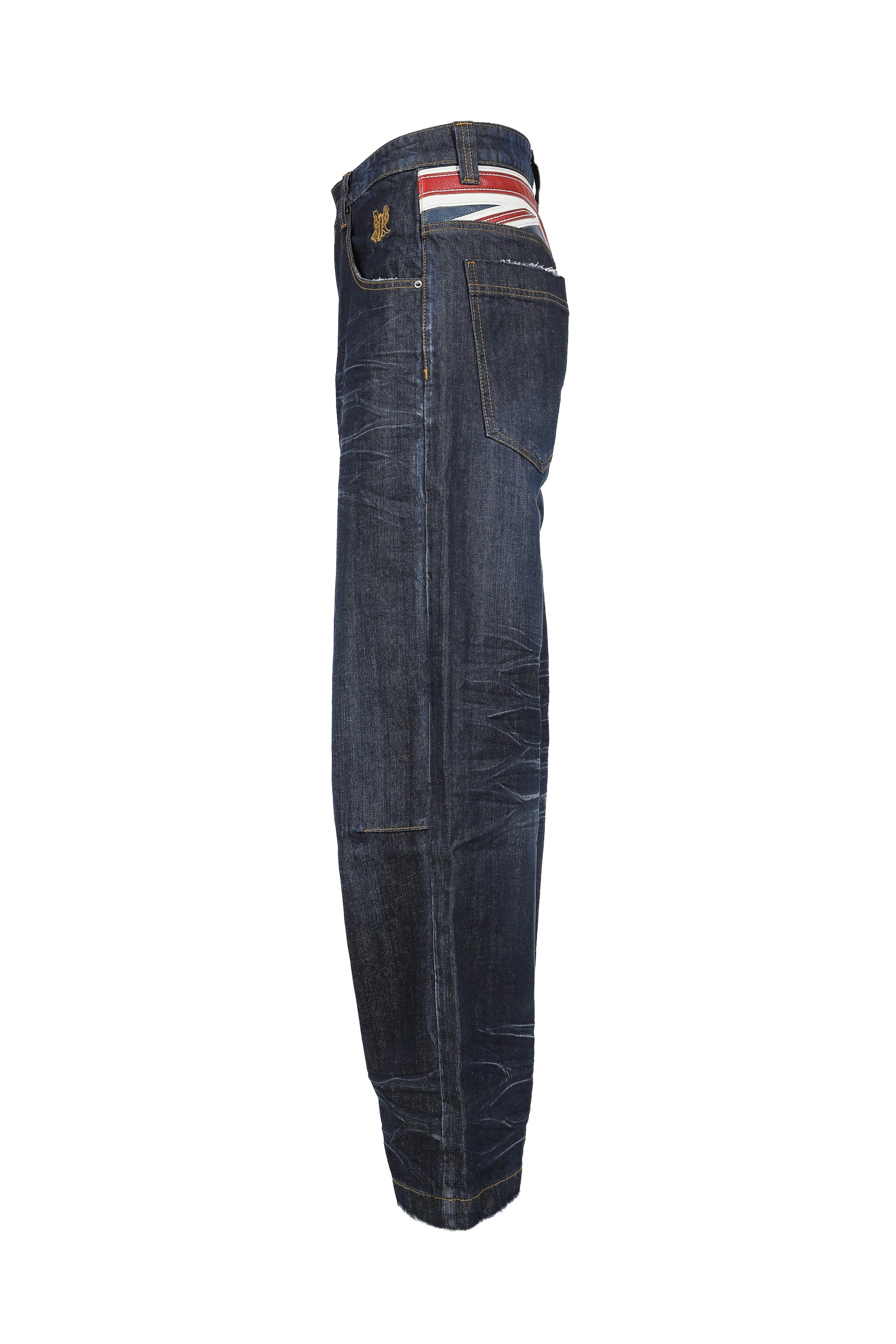 UNION JACK APPLIQUE INDIGO COLOSSUS JEANS / IND