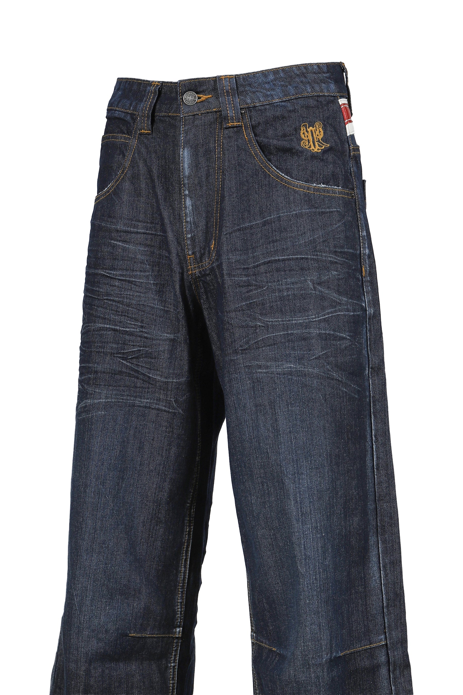 UNION JACK APPLIQUE INDIGO COLOSSUS JEANS / IND