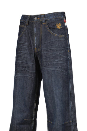 UNION JACK APPLIQUE INDIGO COLOSSUS JEANS / IND