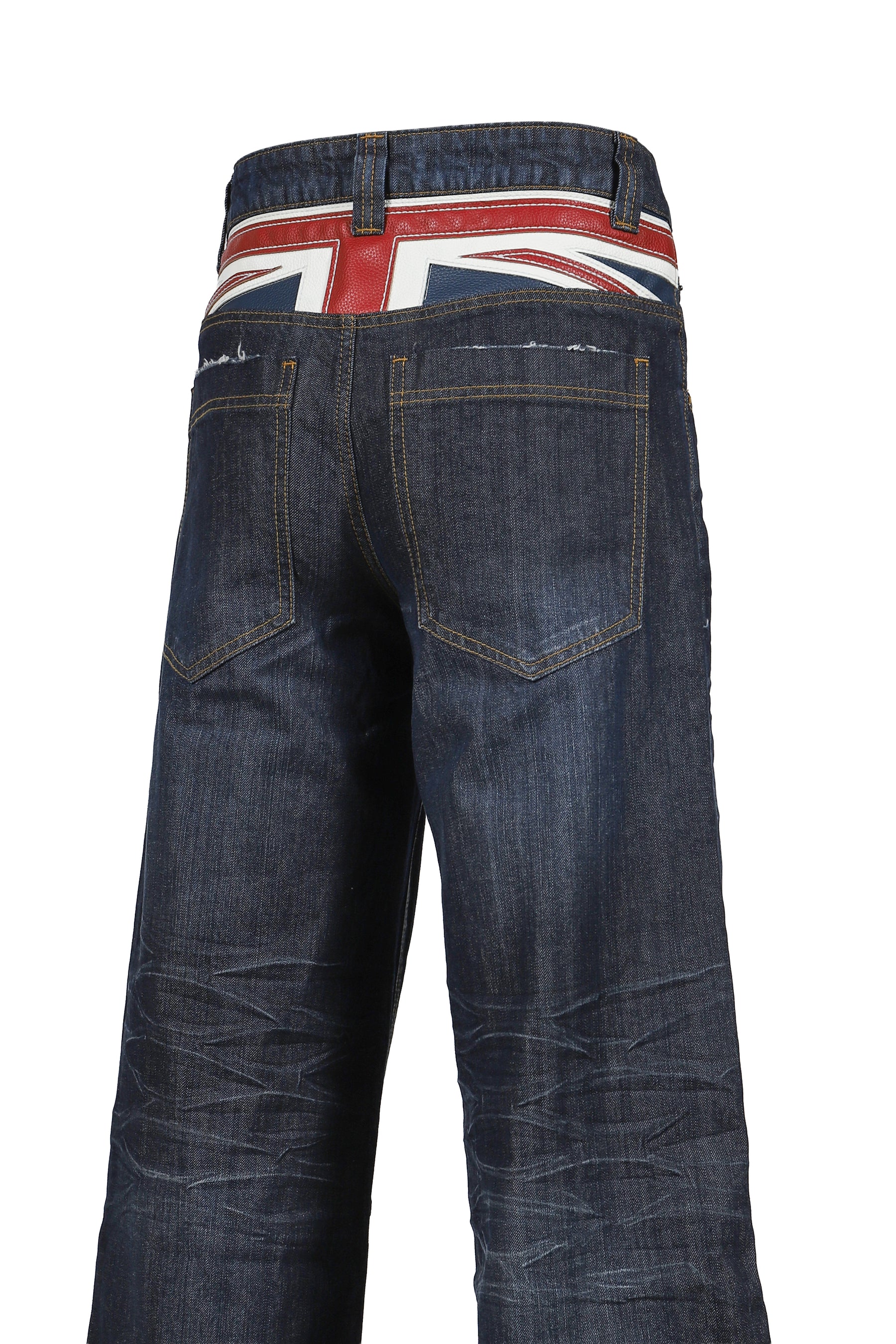 UNION JACK APPLIQUE INDIGO COLOSSUS JEANS / IND