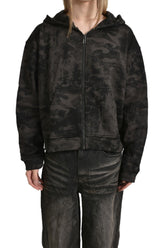 CAMO MONOGRAM ZIP UP HOODIE / BLK