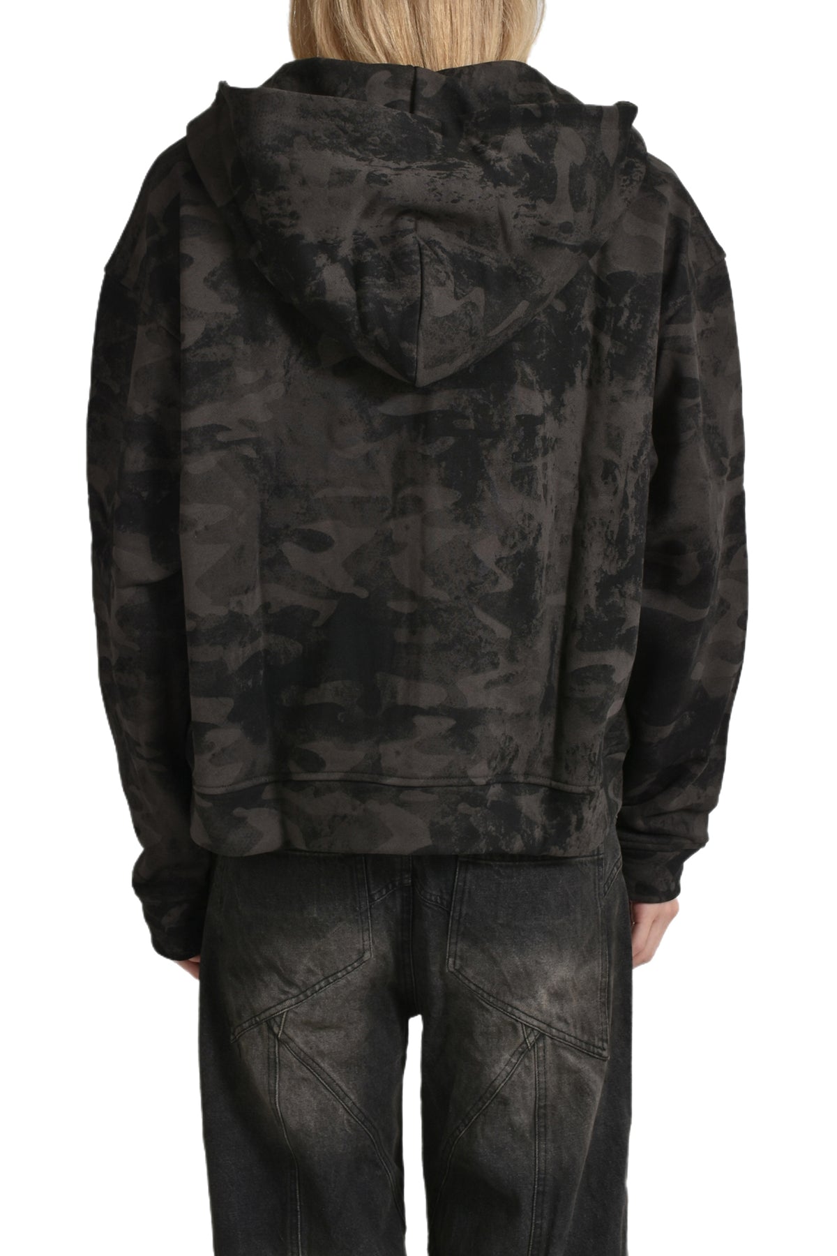 CAMO MONOGRAM ZIP UP HOODIE / BLK