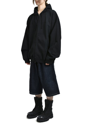 VETEMENTS ヴェトモン FW25 LOGO OVERSIZED ZIP-UP HOODIE / BLK