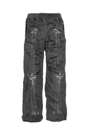 GLOW-IN-THE-DARK SKELTON FLEECE PANTS / GRY