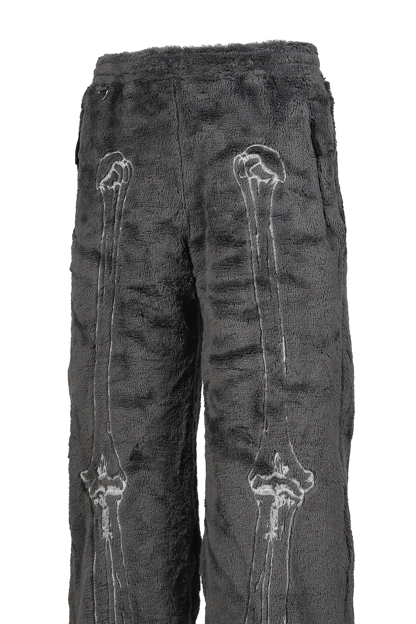 GLOW-IN-THE-DARK SKELTON FLEECE PANTS / GRY