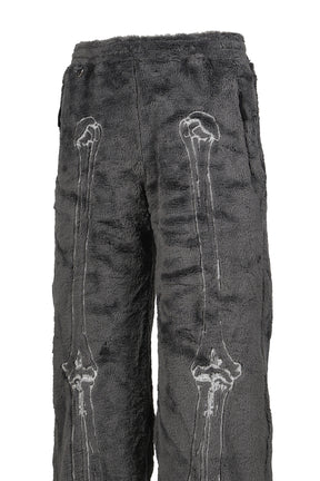 GLOW-IN-THE-DARK SKELTON FLEECE PANTS / GRY