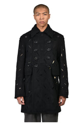 HEART HOLE PEA COAT / BLK