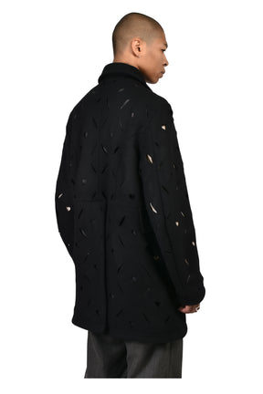HEART HOLE PEA COAT / BLK