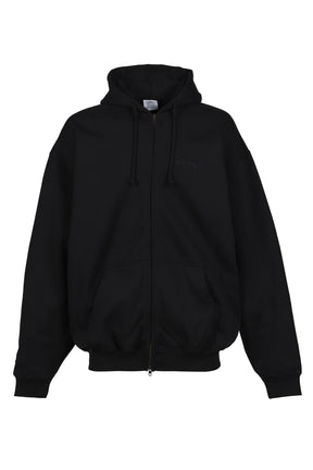 VETEMENTS ヴェトモン FW25 LOGO OVERSIZED ZIP-UP HOODIE / BLK