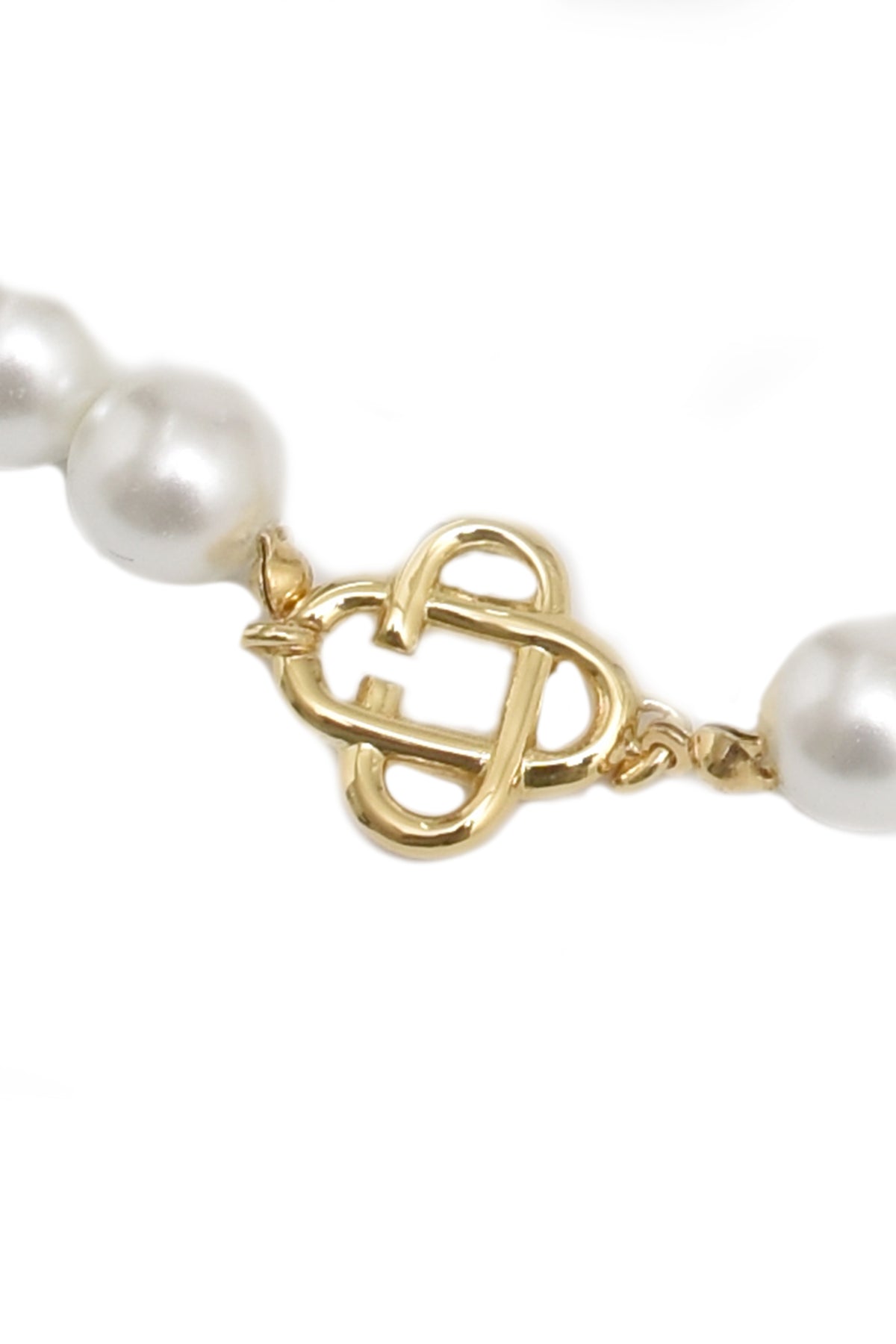 PEARL MONOGRAM NECKLACE / GOLD WHT