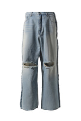 TWO FACED DENIM PANTS / BLU