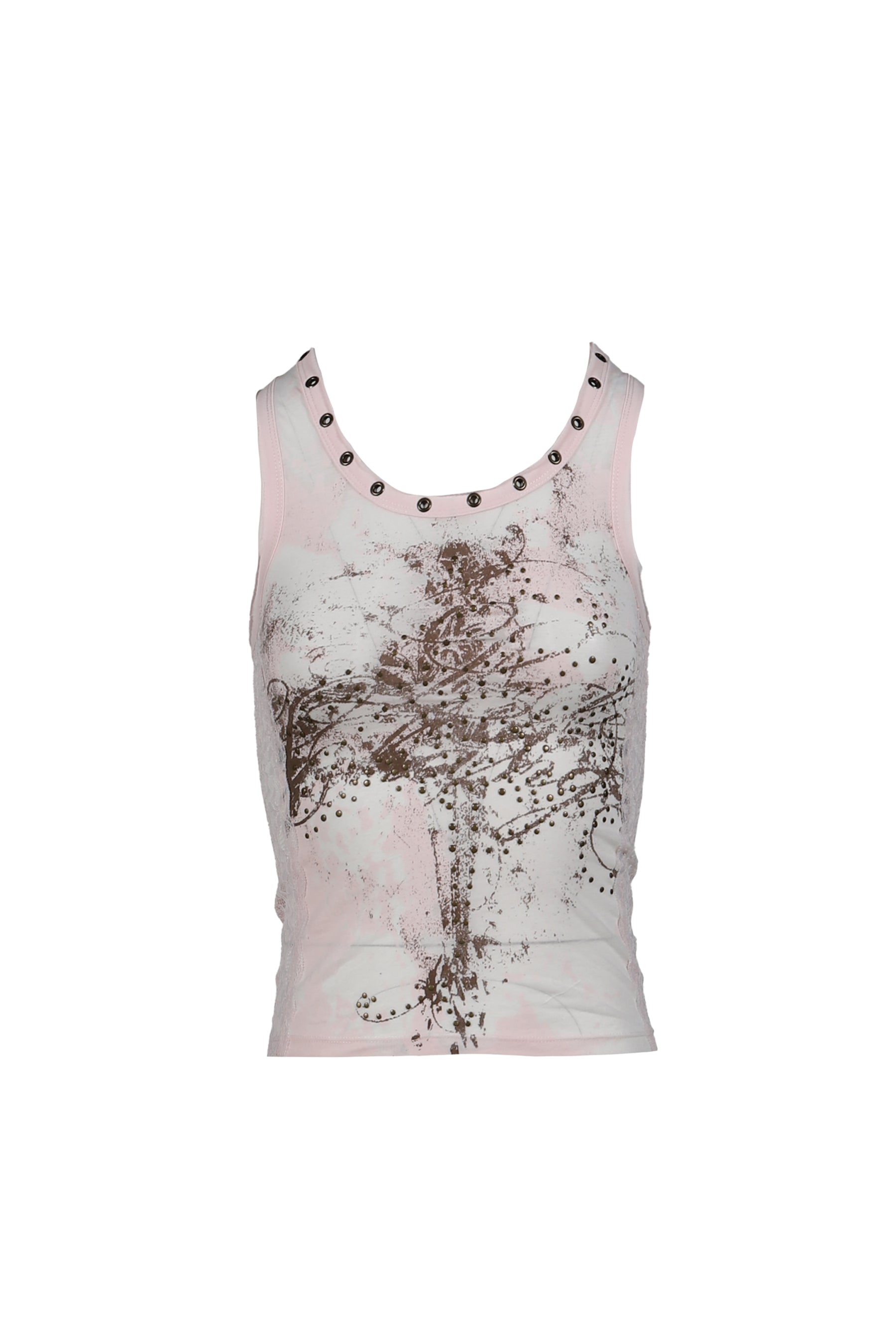Lace Jersey Vest / Pink