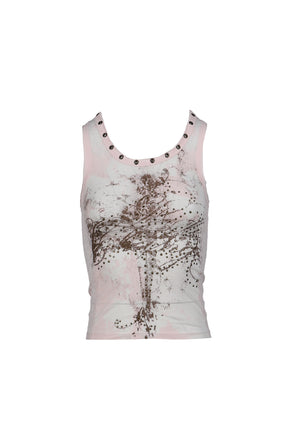 Lace Jersey Vest / Pink