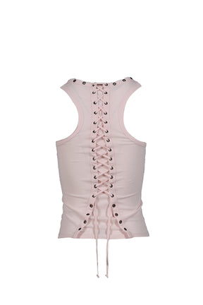 Lace Jersey Vest / Pink