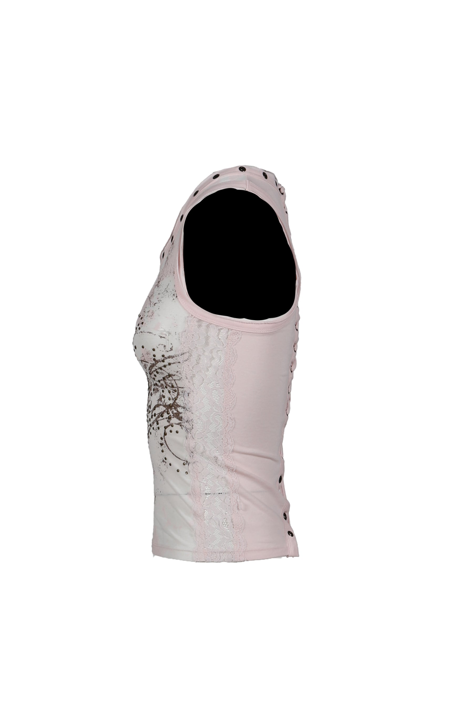 Lace Jersey Vest / Pink