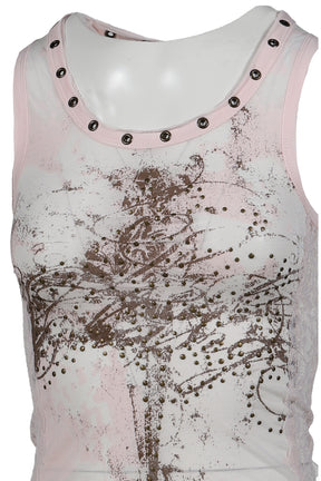 Lace Jersey Vest / Pink